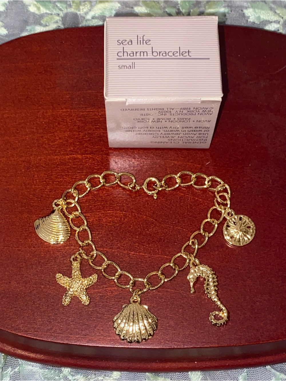 Vtg 1989 Avon Sea Life Charm Bracelet New In Box Gold Nautical Starfish
